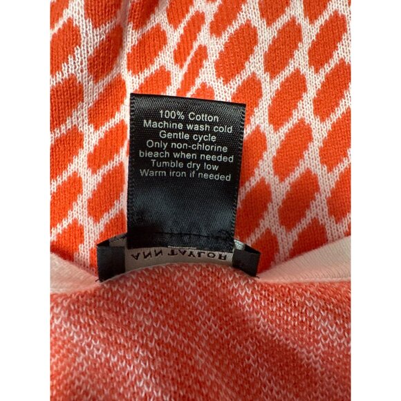 Ann Taylor Womens Coral & White Patterned Button-Up Cardigan Sweater L - Picture 6 of 7